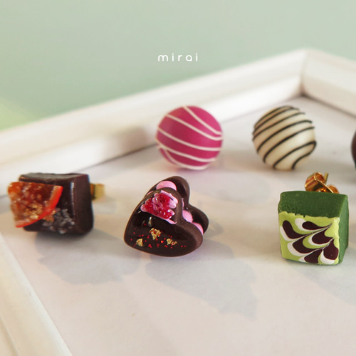 選べる一粒チョコレートピアス/イヤリング 3個セット p-0600シリーズ 