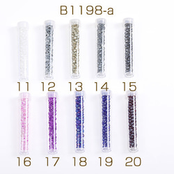 B1198-a-1 6本 シードビーズ 3.5-4mm ボトル付き 全22色 No.1-20  6X（1本） 2枚目の画像
