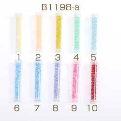B1198-a-1 6本 シードビーズ 3.5-4mm ボトル付き 全22色 No.1-20  6X（1本） 1枚目の画像