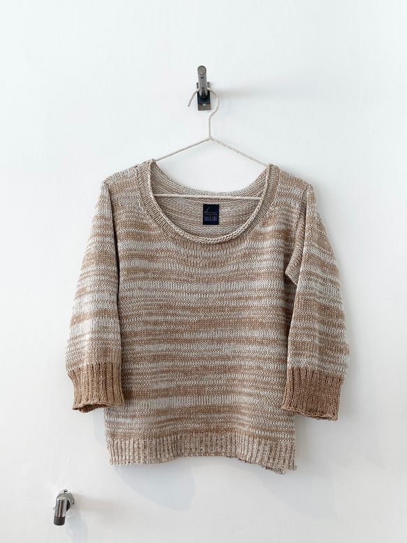 手編み機による　Jessica Cotton-Linen Sweater 1枚目の画像