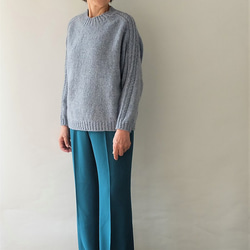 秋冬　手編み　ドロップショルダーセーター「Machinami sweater」ーTopaz（トパーズ） 7枚目の画像