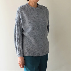秋冬　手編み　ドロップショルダーセーター「Machinami sweater」ーTopaz（トパーズ） 5枚目の画像
