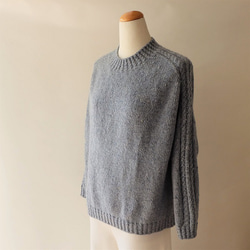 秋冬　手編み　ドロップショルダーセーター「Machinami sweater」ーTopaz（トパーズ） 9枚目の画像
