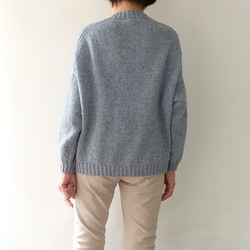 秋冬　手編み　ドロップショルダーセーター「Machinami sweater」ーTopaz（トパーズ） 8枚目の画像