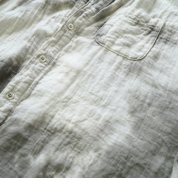 バンドカラーガーゼシャツ/カーキまだら/知多木綿 8枚目の画像