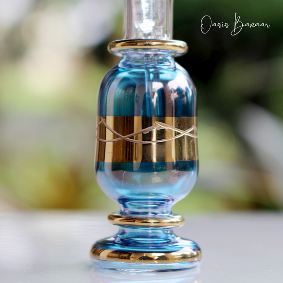 ［ミニサイズ］エジプトガラス香水瓶 パフュームボトル アロマオイル ブルー 4枚目の画像