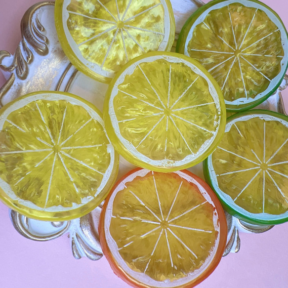 大きめ  オレンジ レモン ライム 6個セット デコパーツ プラパーツ 9枚目の画像