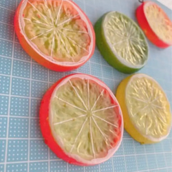 大きめ  オレンジ レモン ライム 6個セット デコパーツ プラパーツ 2枚目の画像