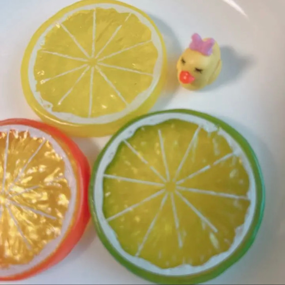 大きめ  オレンジ レモン ライム 6個セット デコパーツ プラパーツ 6枚目の画像
