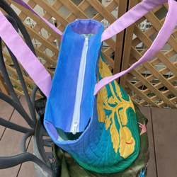 ハワイアンキルト　ハイビスカスの大きめトートバッグ　ブルーグラデーション受注製作 11枚目の画像