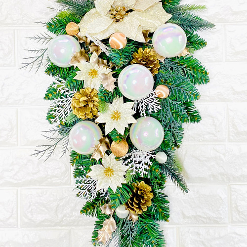 ゴールドクリスマスリース 60cm アーティフィシャルフラワー