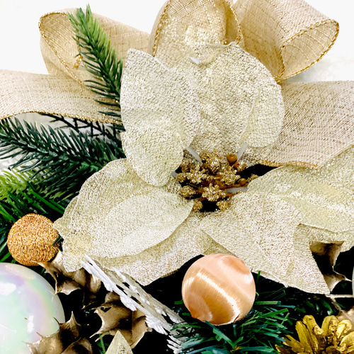 ゴールドクリスマスリース 60cm アーティフィシャルフラワー