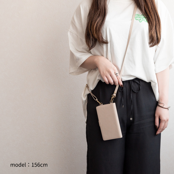 全機種対応 スマホケース 縦向き 手帳型 【 Simple 】スマホショルダー くすみカラー 母の日 AA76A 7枚目の画像