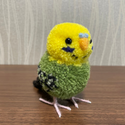 【受注制作】動物ぽんぽん　ぽんぽん　セキセイインコ　グリーン　インコグッズ　インコ　ぬいぐるみ　小鳥 5枚目の画像