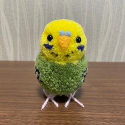 【受注制作】動物ぽんぽん　ぽんぽん　セキセイインコ　グリーン　インコグッズ　インコ　ぬいぐるみ　小鳥 6枚目の画像