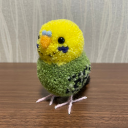 【受注制作】動物ぽんぽん　ぽんぽん　セキセイインコ　グリーン　インコグッズ　インコ　ぬいぐるみ　小鳥 1枚目の画像