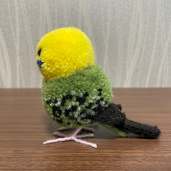 【受注制作】動物ぽんぽん　ぽんぽん　セキセイインコ　グリーン　インコグッズ　インコ　ぬいぐるみ　小鳥 2枚目の画像