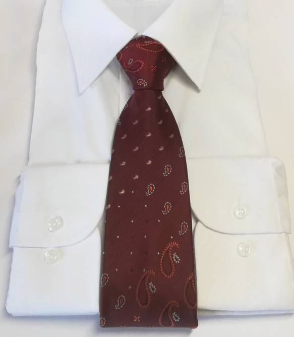 ボルドーのランダムペイズリーネクタイ　Random paisley tie -0042 6枚目の画像