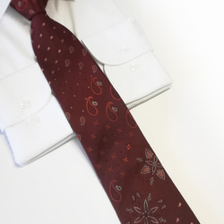 ボルドーのランダムペイズリーネクタイ　Random paisley tie -0042 5枚目の画像