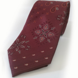 ボルドーのランダムペイズリーネクタイ　Random paisley tie -0042 3枚目の画像