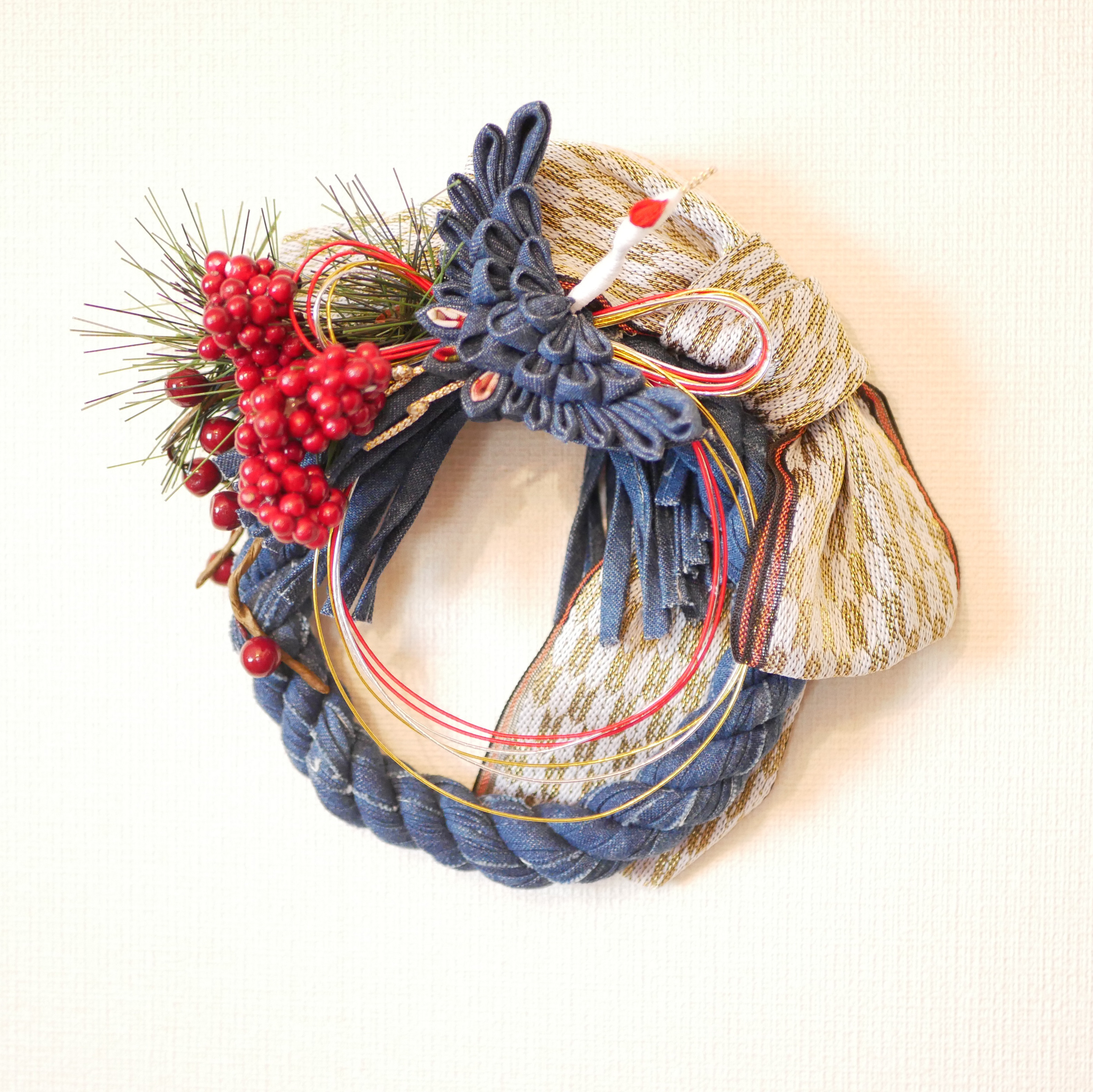 ① 正月飾り つまみ細工 しめ縄飾り