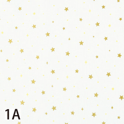 クリスマス生地！2022新作入荷！『小さなスター　星柄　きらきらゴールドラメ　１A－ホワイト地』～50cm単位でカット～ 1枚目の画像
