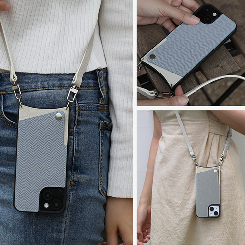 iPhone ケース ヘリンボーン 本革 スマホショルダー スマホケース