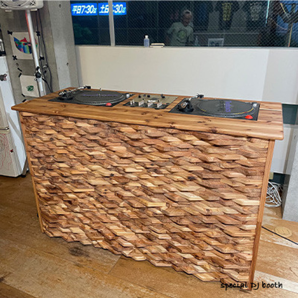 カウンターテーブル　DJテーブル DJブース】 DJテーブル レコードラック サスティナブル 無垢材