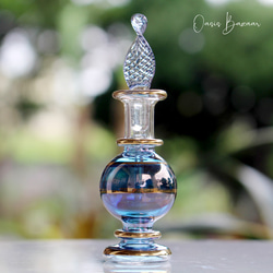 ［ミニサイズ］エジプトガラス香水瓶 パフュームボトル アロマオイル ブルー 2枚目の画像