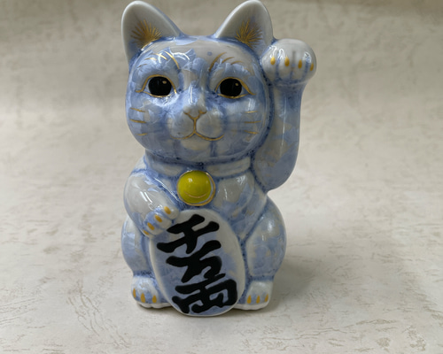 京焼・清水焼 花結晶ー招き猫(銀藤) 招き猫 京焼・清水焼窯元 陶あん