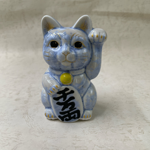 京焼・清水焼 花結晶ー招き猫(銀藤) 招き猫 京焼・清水焼窯元 陶あん