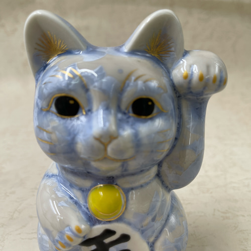 陶あん 花結晶招き猫 京焼・清水焼 花結晶ー招き猫(銀藤) 招き猫 京