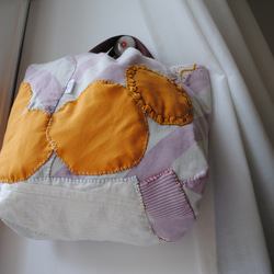 Bag 手縫のバッグ　布製　本革　持ち手　ハンドメイド　1589 5枚目の画像