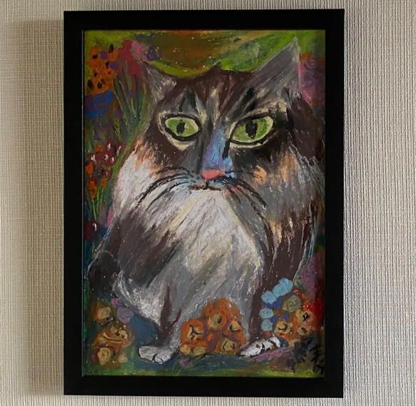 けい様用　自作絵画　蝶の舞う花畑　茶トラ猫の絵　星をつかまえて 自作絵画 蝶の舞う花畑 茶トラ猫の絵 星をつかまえて