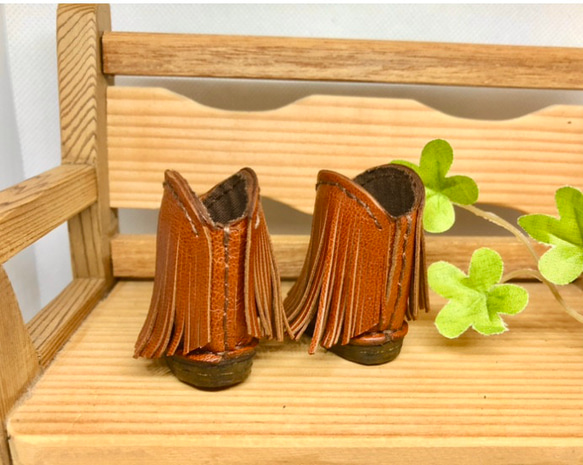 森き　ぬいぐるみ用フリンジウエスタンブーツ　miniature boots. 4枚目の画像