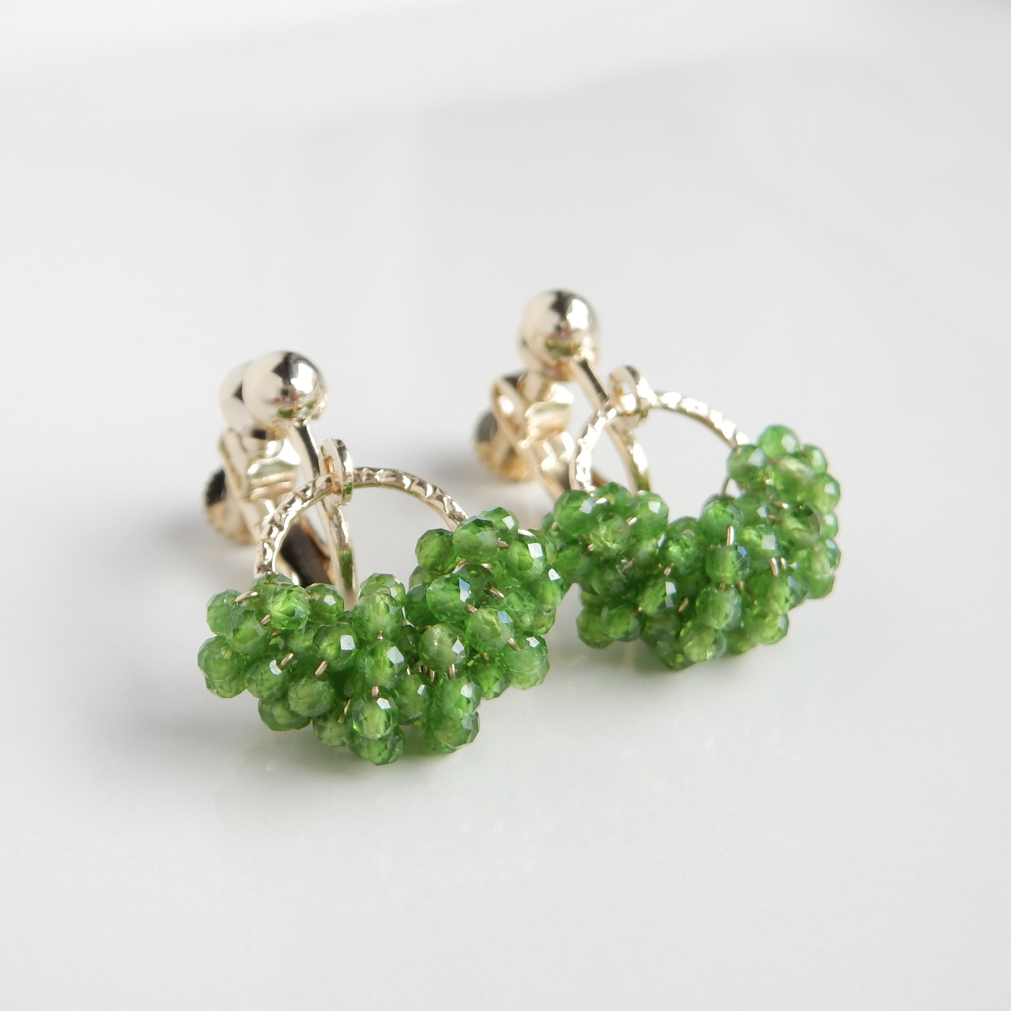 クロムダイオプサイドハーフリースピアス/イヤリング 14kgf【1198】