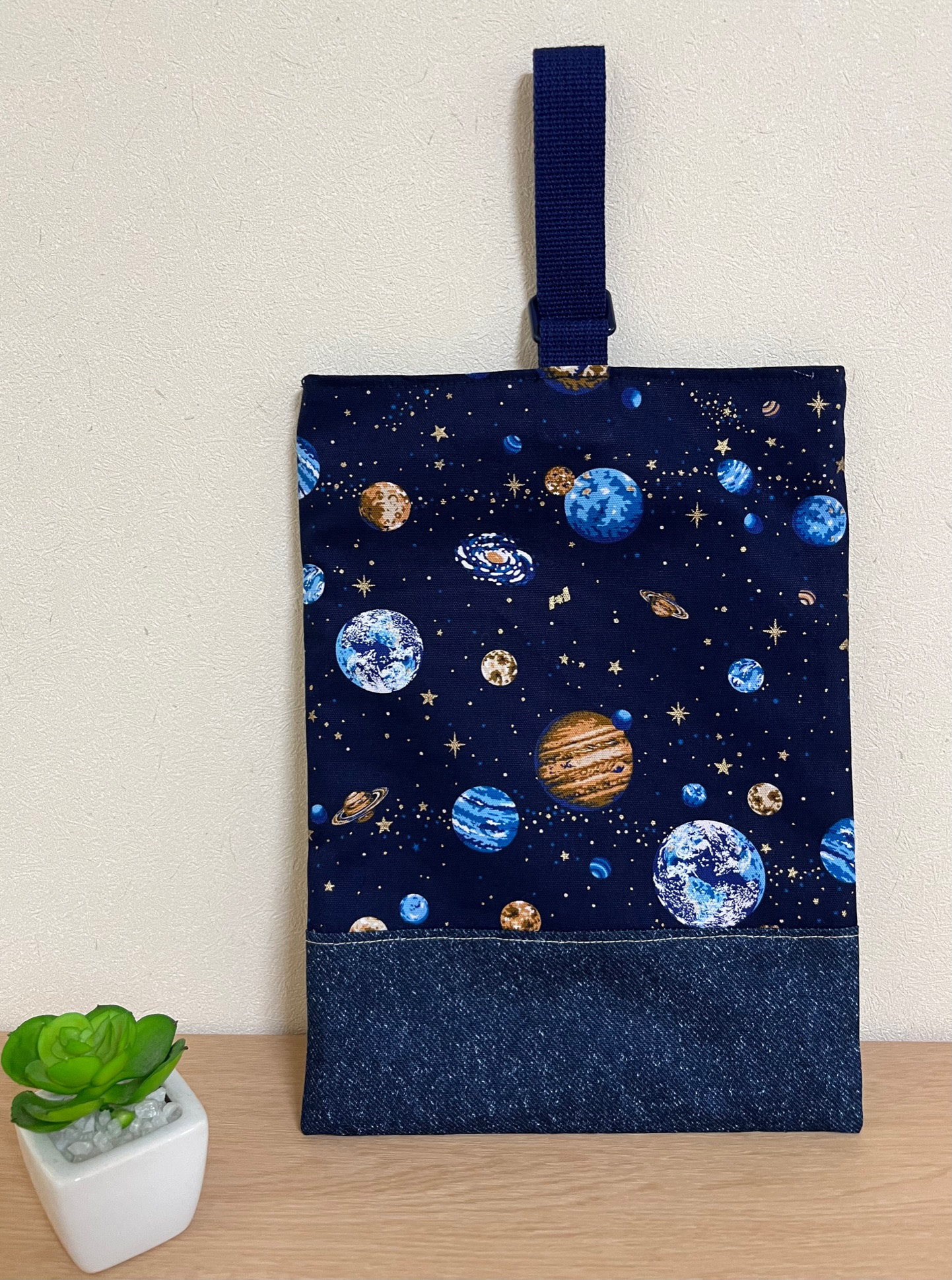 水色星柄 シューズケース 上履き袋 柄 上履き入れ 白の 働く車 ×