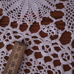 フランスの手仕事/アイボリー色 繊細な手編みクロッシェ 大判サイズのラウンドレース (ヴィンテージ  レース） 20枚目の画像