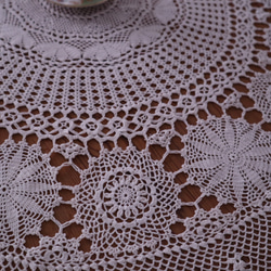 フランスの手仕事/アイボリー色 繊細な手編みクロッシェ 大判サイズのラウンドレース (ヴィンテージ  レース） 12枚目の画像