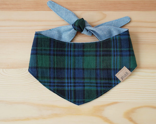 No.3093☘️ 犬猫用 バンダナ Mサイズ チェック ブラックウォッチ No