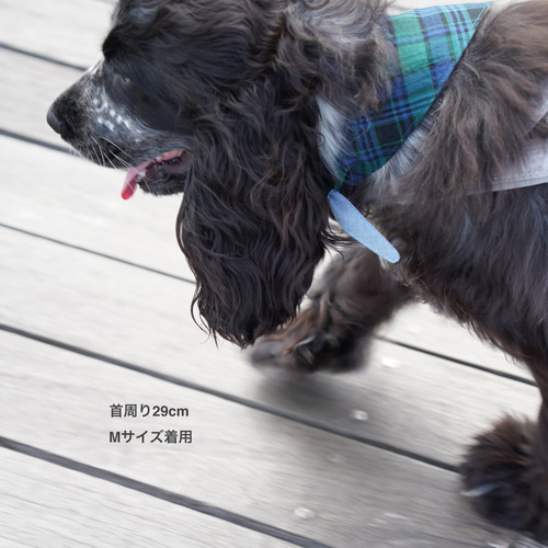 No.3093☘️ 犬猫用 バンダナ Mサイズ チェック ブラックウォッチ ブラックウォッチタータンチェック柄バンダナ/チェック柄・グリーン