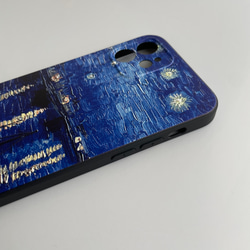 【iPhone15〜7機種対応】ローヌ川の星月夜　ゴッホ　油絵風　スマホケース　for iPhone 5枚目の画像