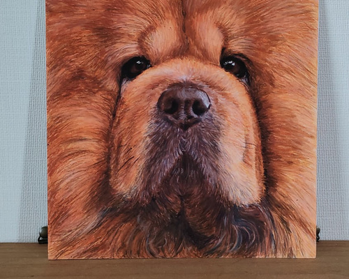 ハンドメイド　絵画　絵　アート作品 クレパス　犬 ハンドメイド 絵画 クレパス 犬
