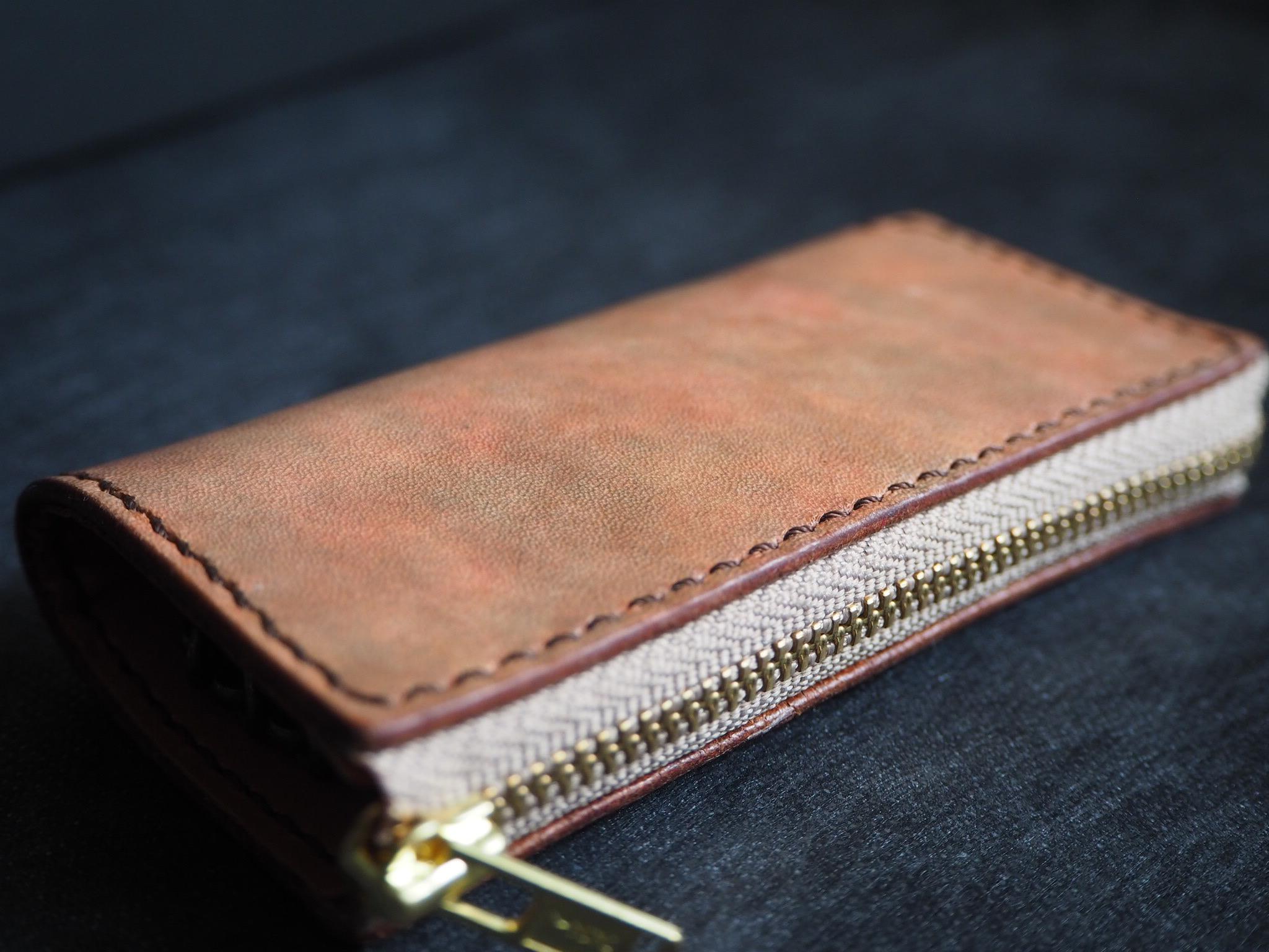 【ラスト1点】L字ファスナーキーケース ブラウン ベージュ [SALE中！10000yen→6500yen]