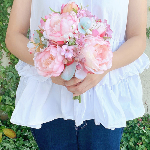 ピオニー ラウンドブーケ ピオニーのラウンドブーケ 芍薬ブーケ ウェディングブーケ マタニティ