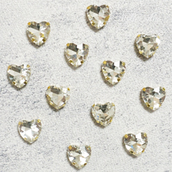 6個♡ビジュー・ボタン クリスタル 台座付き ハート ビジュー