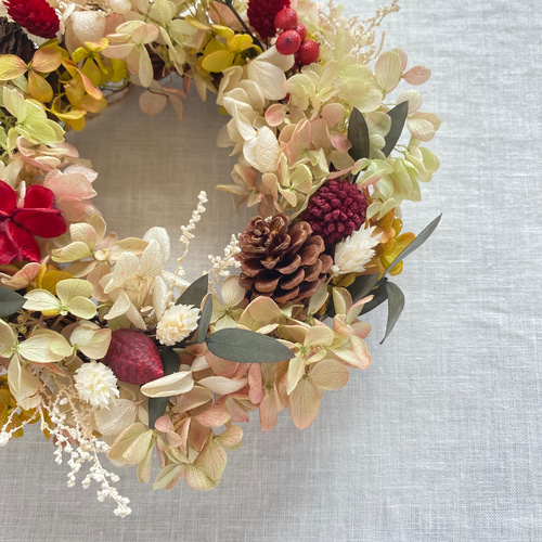 小さい秋のリース〜 プリザーブドフラワー・ドライフラワーリース
