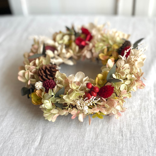 小さい秋のリース〜 プリザーブドフラワー・ドライフラワーリース