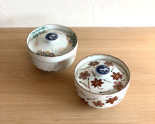 京焼・清水焼】京都 水野春陽窯 蓋物（すすき×桔梗、紅葉×桜