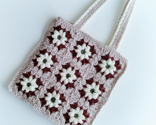 クロシェ編み モチーフ編み トートバッグ ショルダーバッグ 手編み